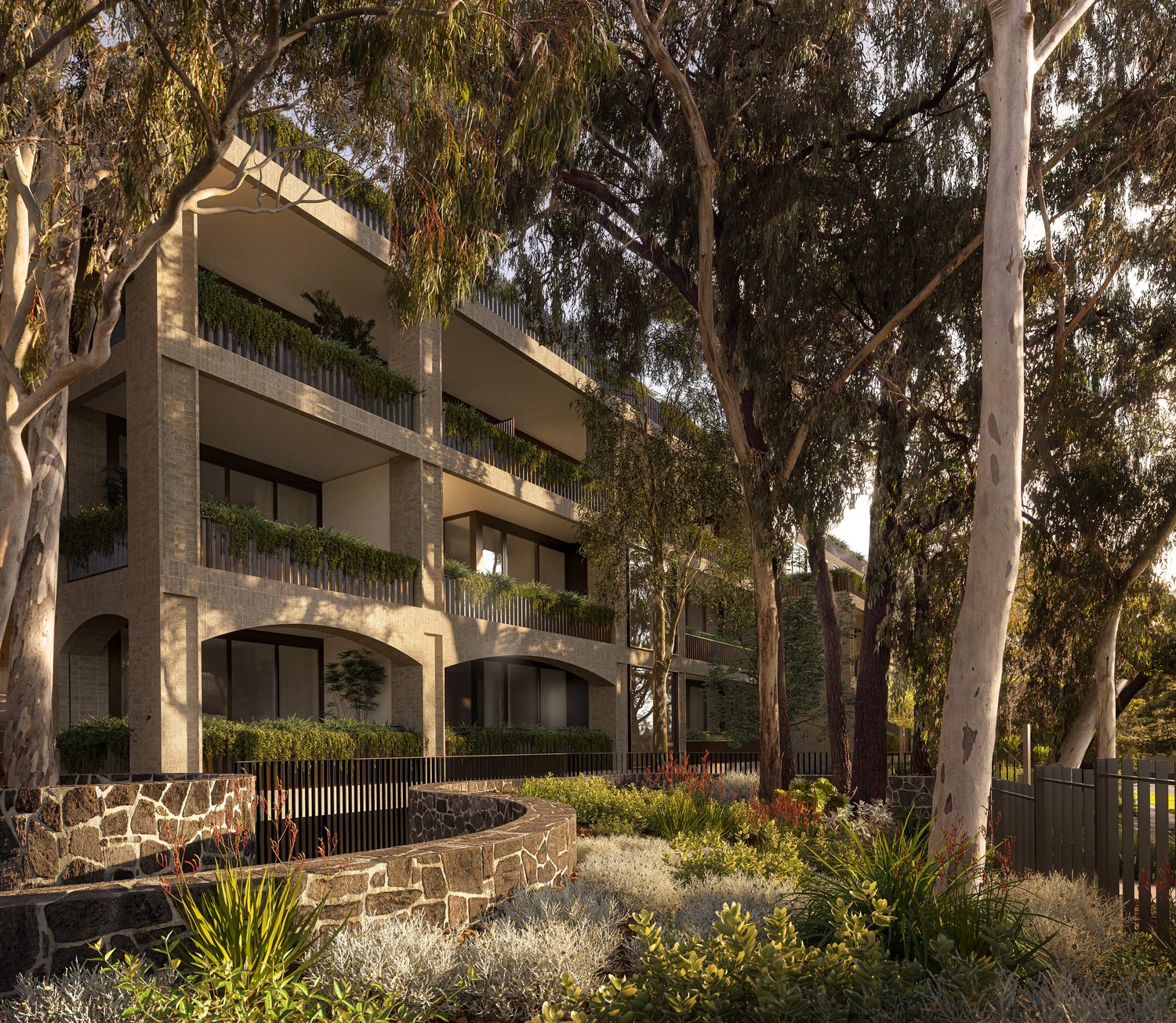 The Serpentine Garden among established gums, artist impression
